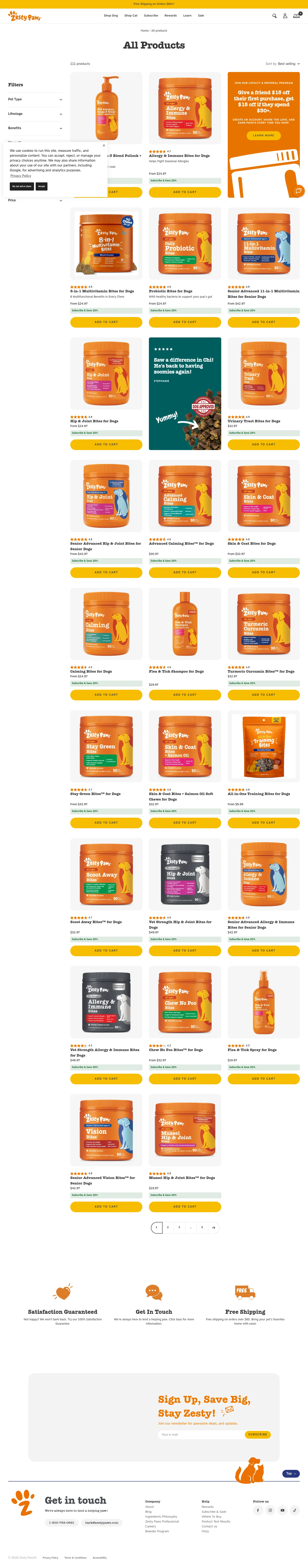 Zesty Paws landing page
