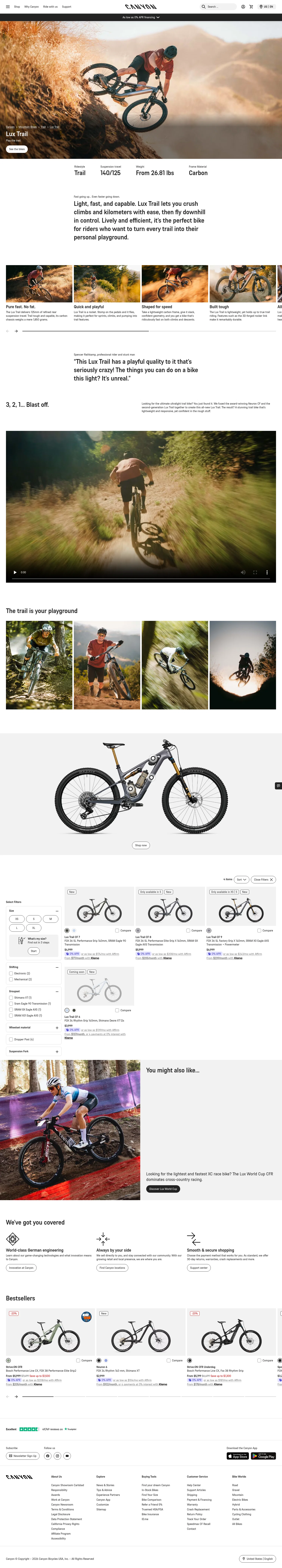 canyon.com/en-us/mountain-bikes/cross-country-bikes/lux-trail on desktop
