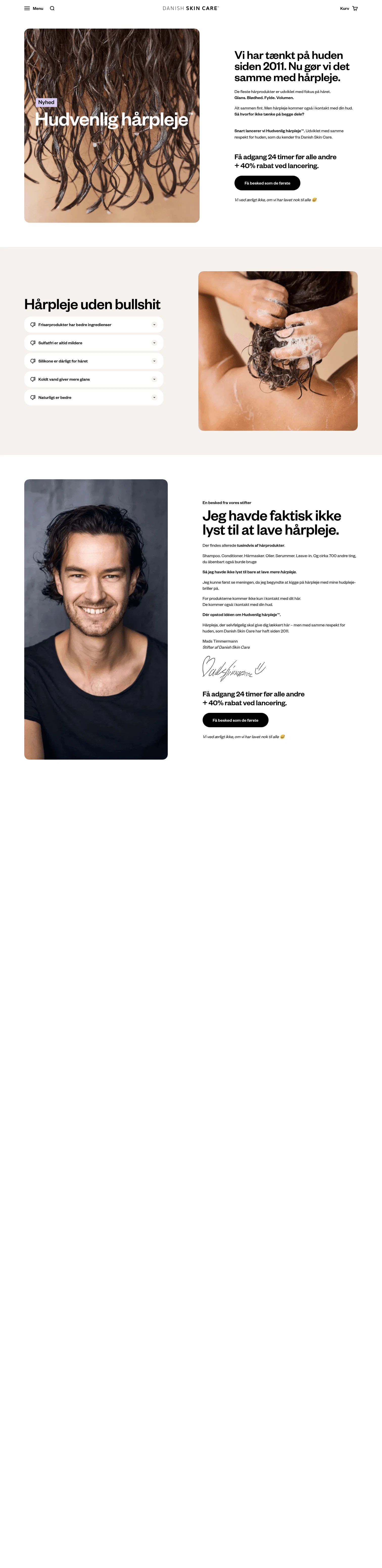 Danish Skin Care landing page