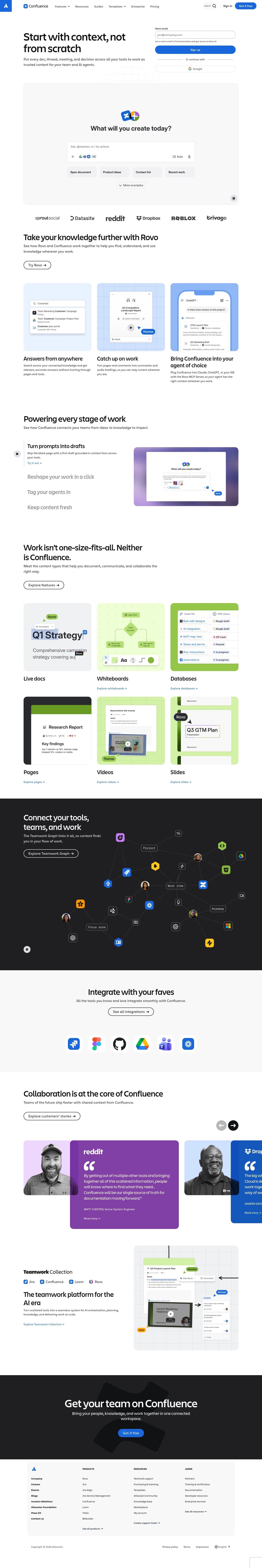 atlassian.com/software/confluence on desktop, full screenshot
