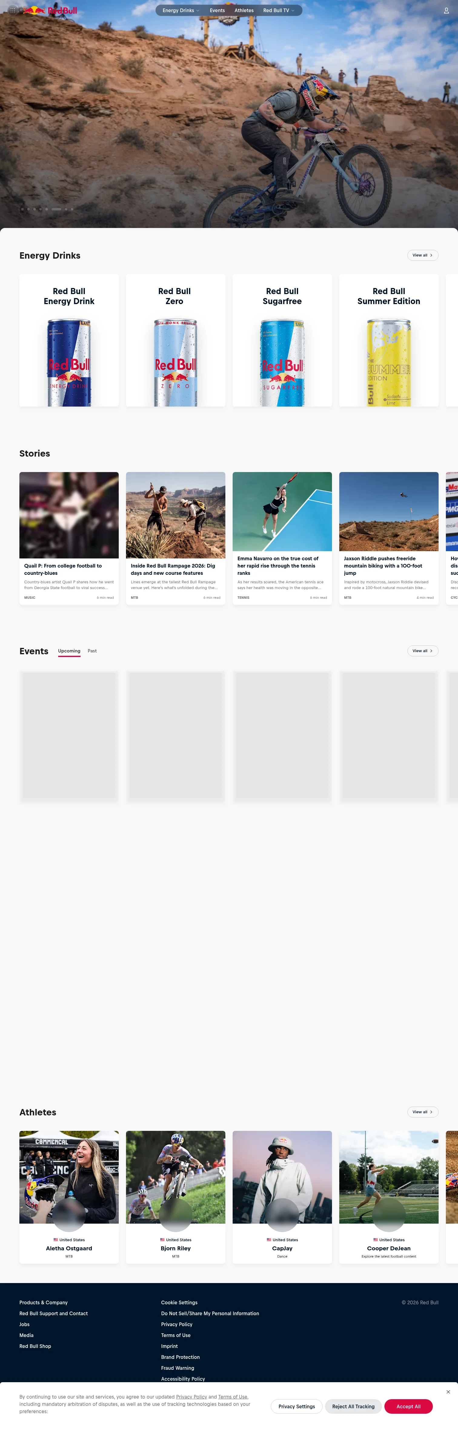 Red Bull landing page