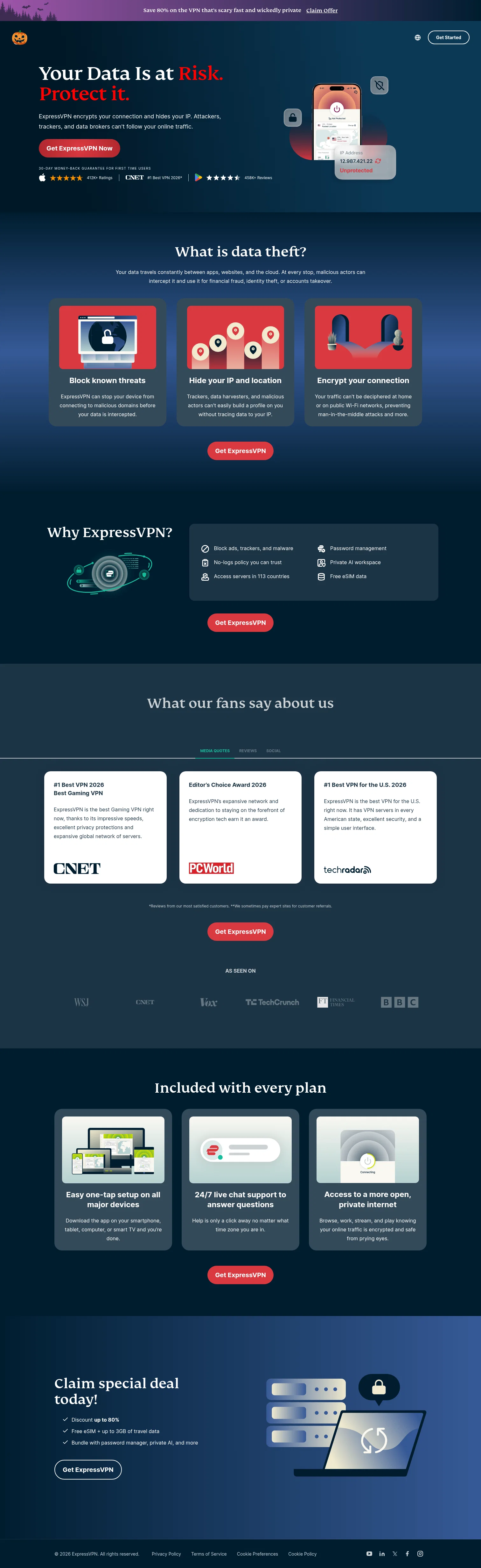 ExpressVPN landing page