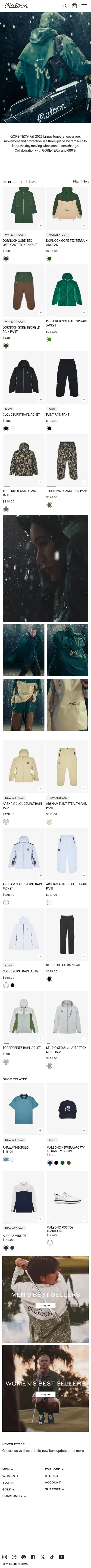malbon.com/collections/rain-sets on mobile, full screenshot