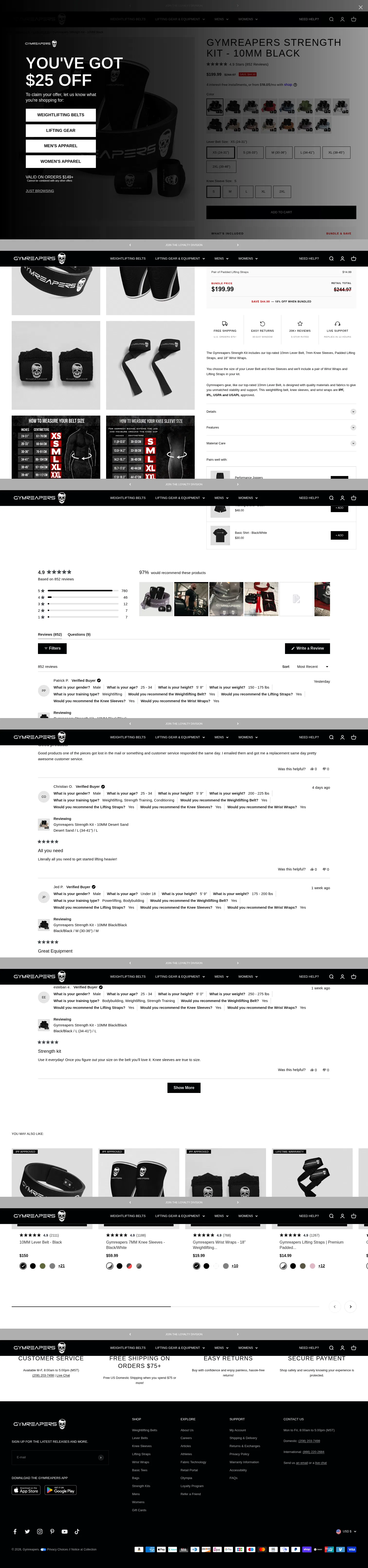 gymreapers.com/products/strength-kit-black on desktop, full screenshot