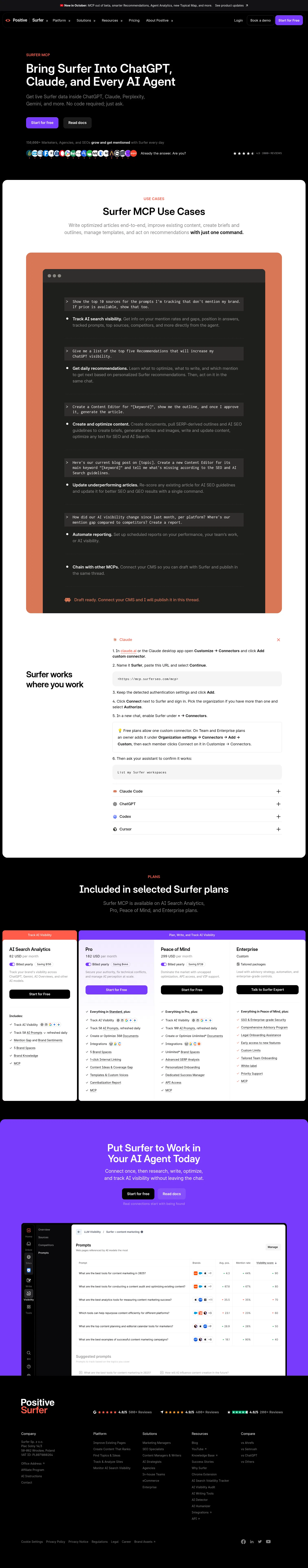 surferseo.com/mcp on desktop, full screenshot