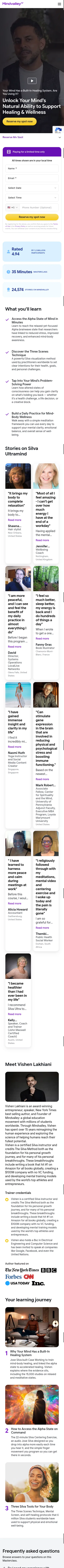 mindvalley.com/ultramind/masterclass/health on mobile, full screenshot