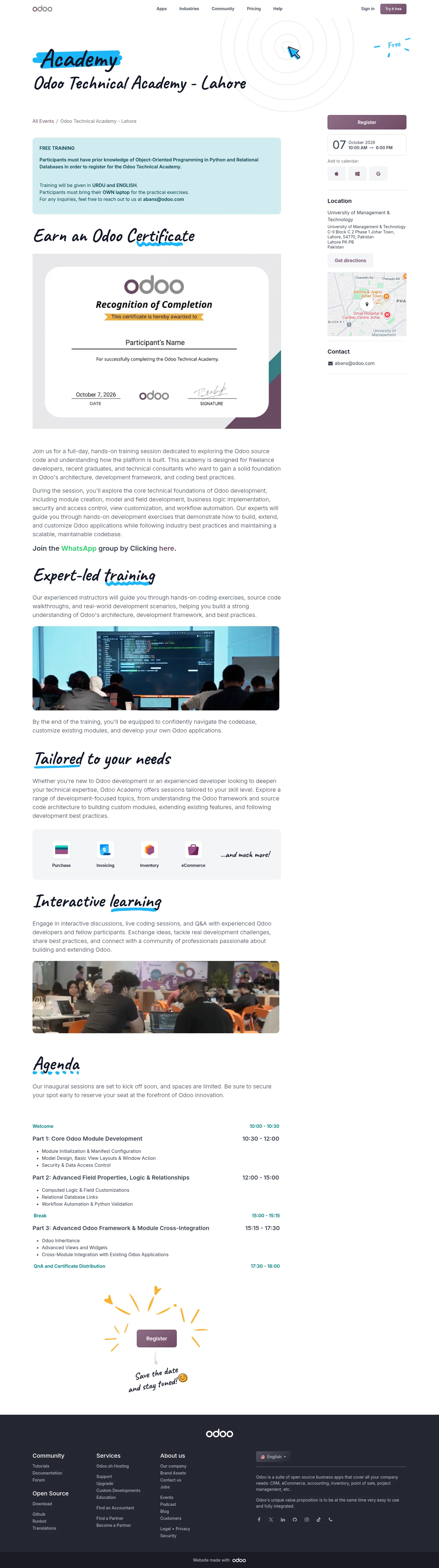 odoo.com/event/odoo-technical-academy-lahore-12784/register on desktop