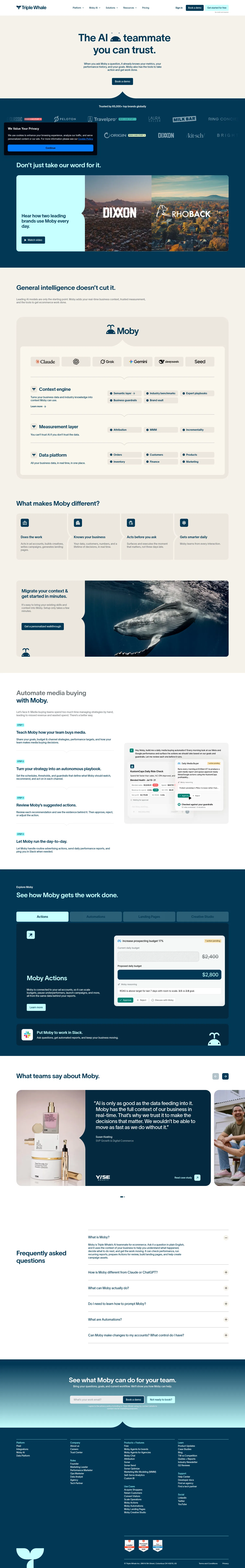 triplewhale.com/moby-ai on desktop, full screenshot