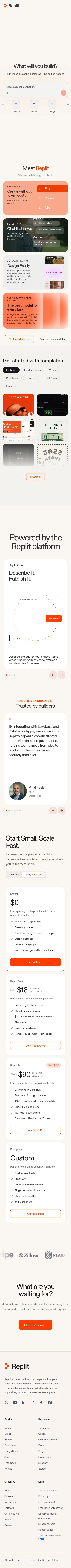 replit.com on mobile, full screenshot