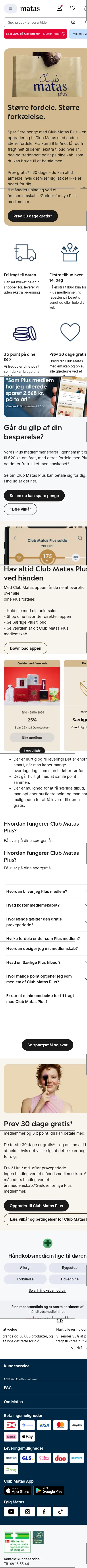 matas.dk/plus on mobile