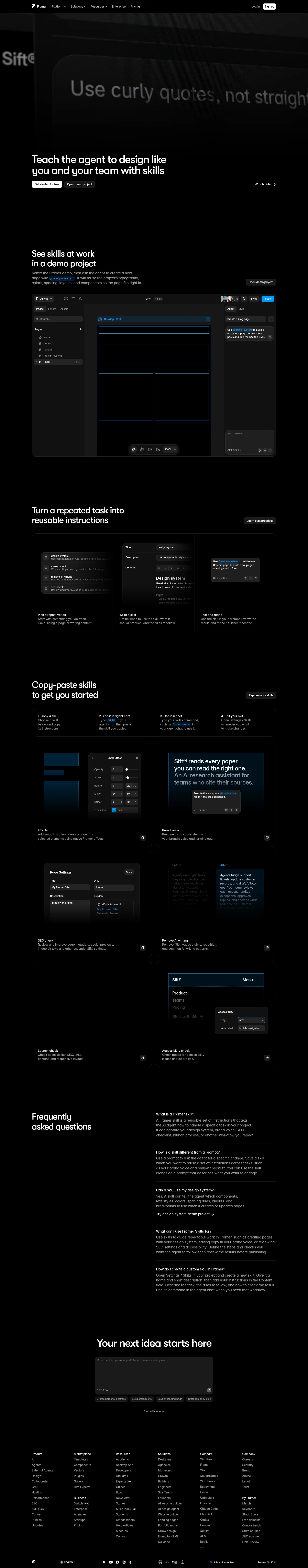 Framer landing page