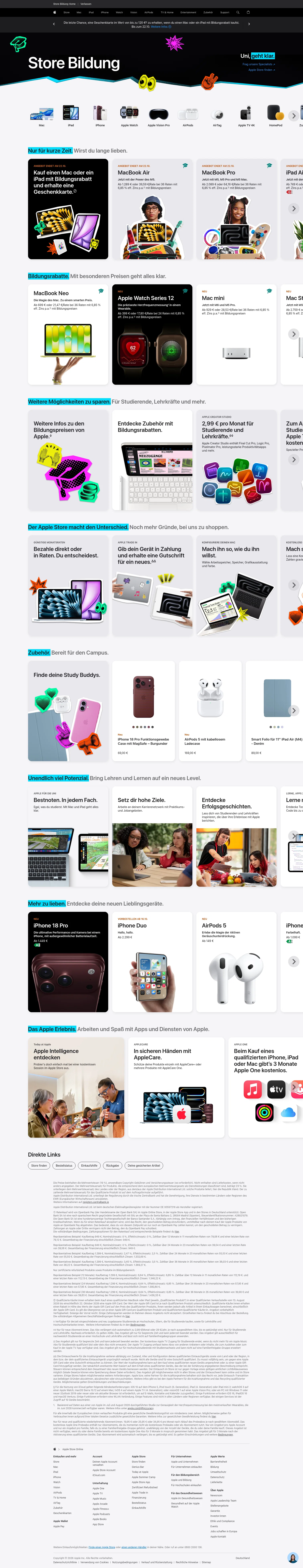 apple.com/de-edu/store on desktop