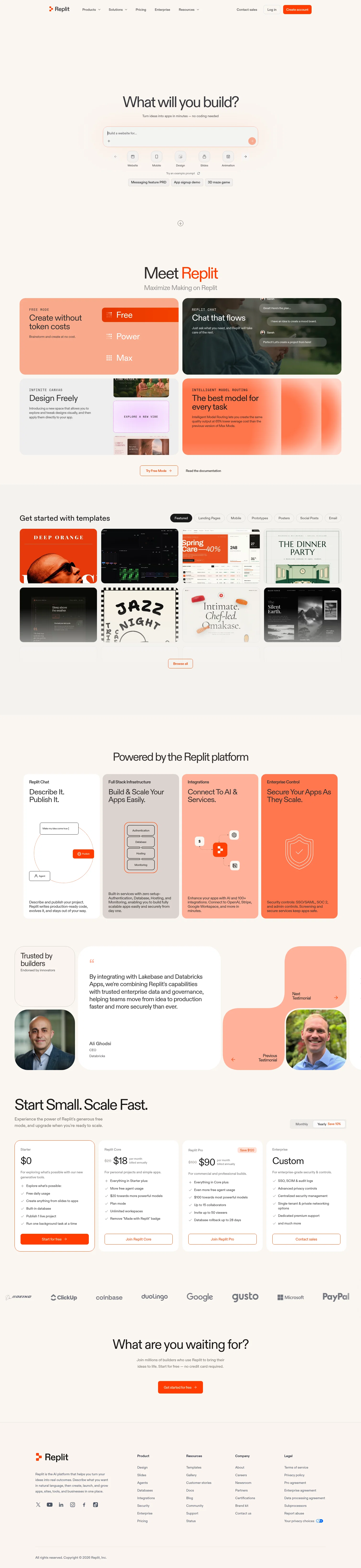 Replit landing page
