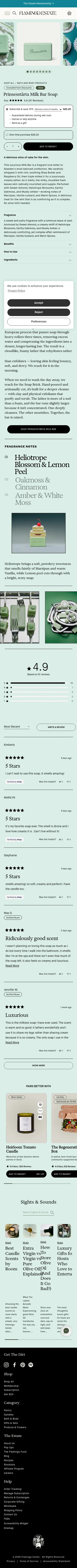 flamingoestate.com/products/prinsesstarta-milk-bar-soap on mobile, full screenshot