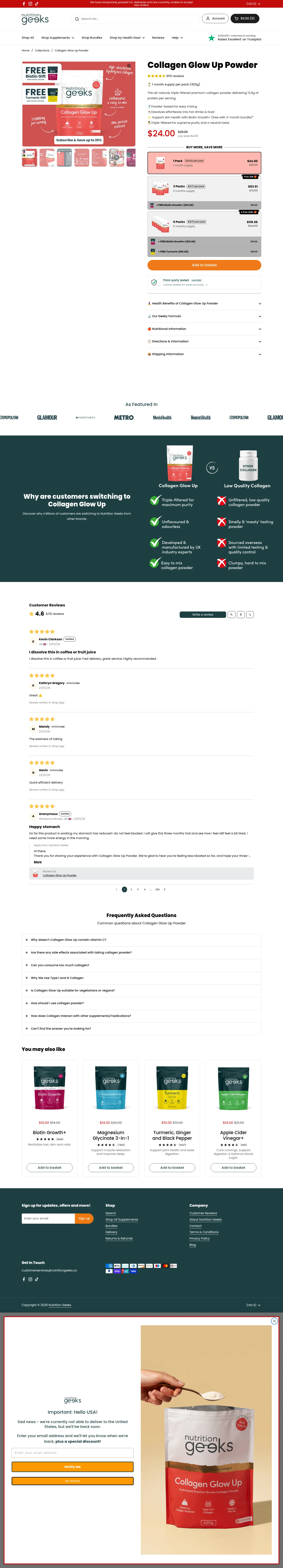 Nutrition Geeks landing page