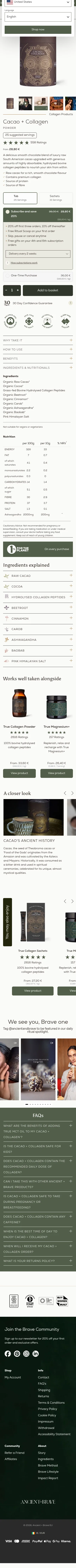 ancientandbrave.eu/products/cacao-collagen on mobile