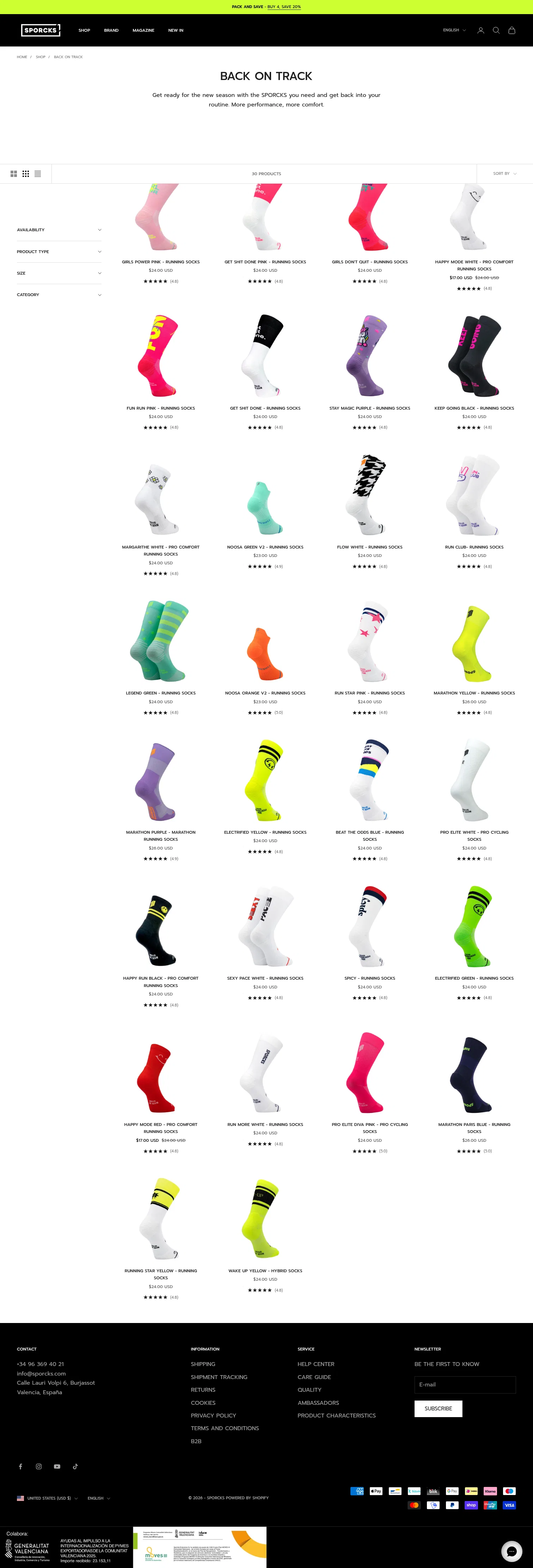 sporcks.com/collections/back-on-track on desktop, full screenshot