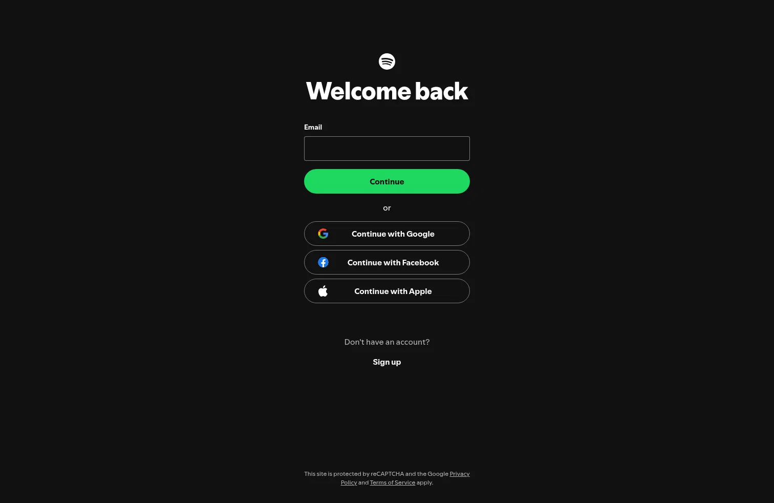 Spotify landing page