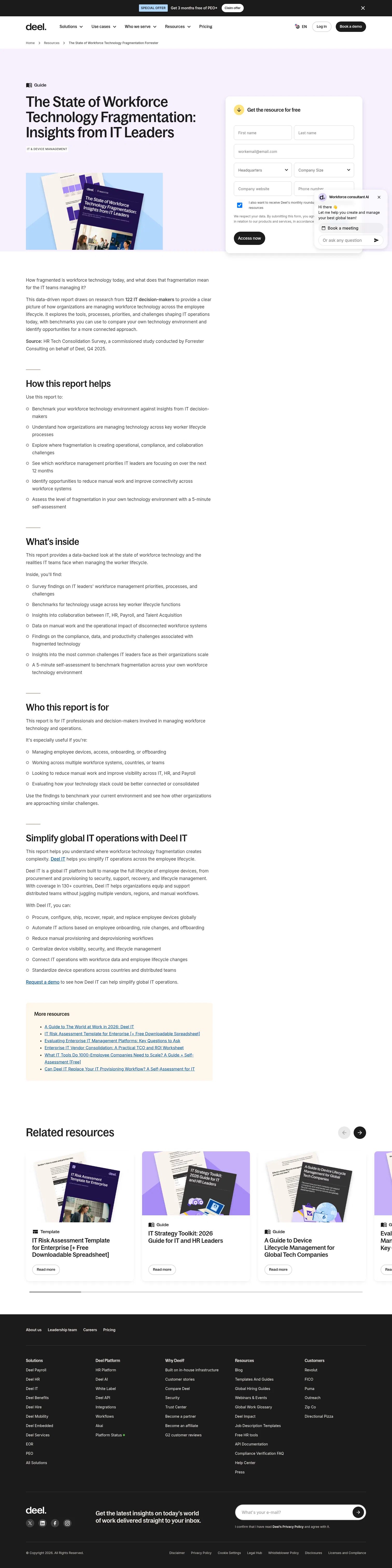 deel.com/resources/the-state-of-workforce-technology-fragmentation-forrester on desktop, full screenshot