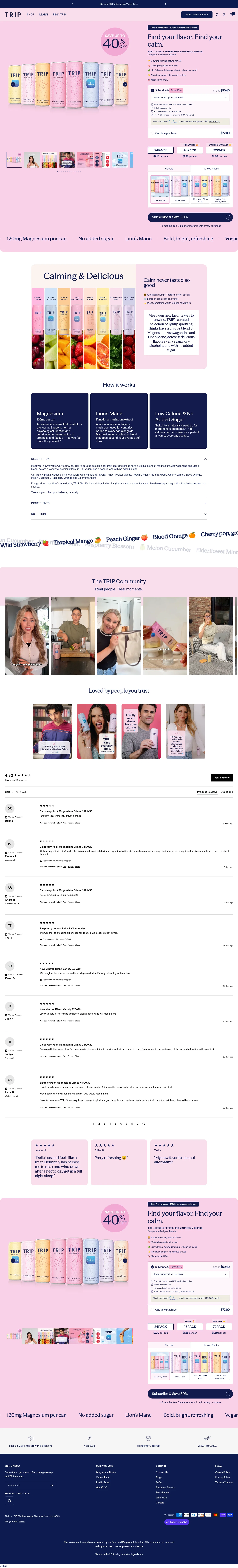 us.drink-trip.com/products/variety-pack-magnesium-drinks on desktop, full screenshot