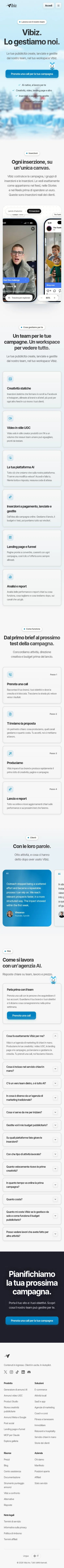 vibiz.ai/it/ai-marketing-agency on mobile, full screenshot