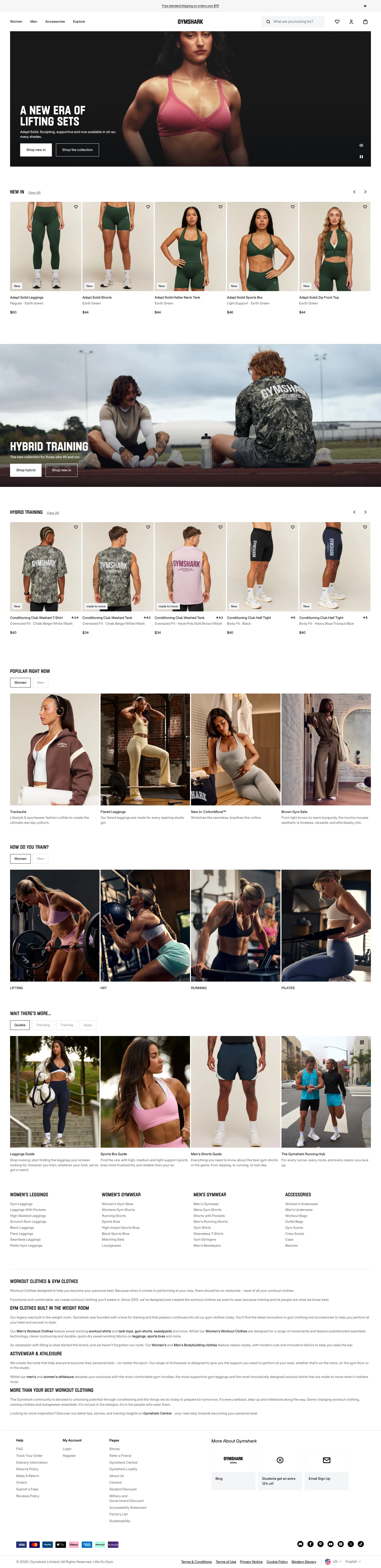 Gymshark landing page