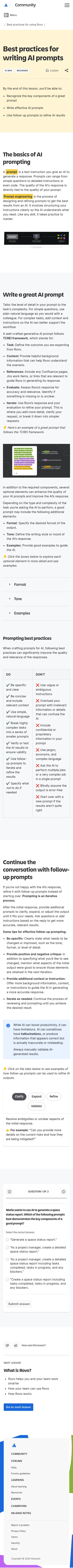 community.atlassian.com/learning/path/get-the-most-out-of-rovo/course/best-practices-for-using-rovo/lesson/best-practices-for-writing-ai-prompts on mobile