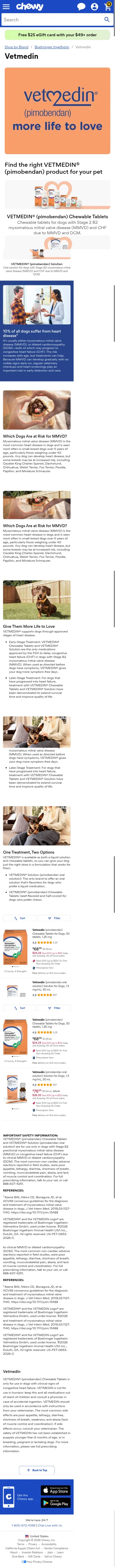 chewy.com/brands/vetmedin-6549 on mobile