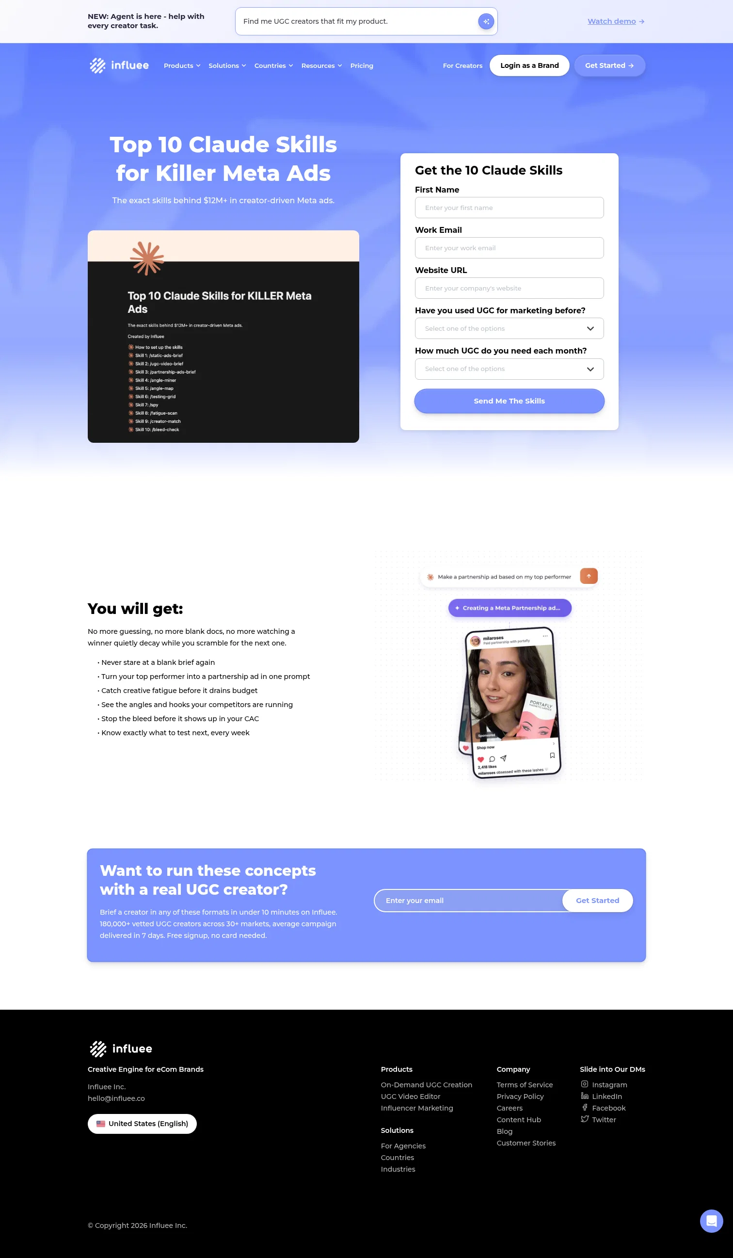 influee.co/content-hub/claude-skills-meta-ads on desktop
