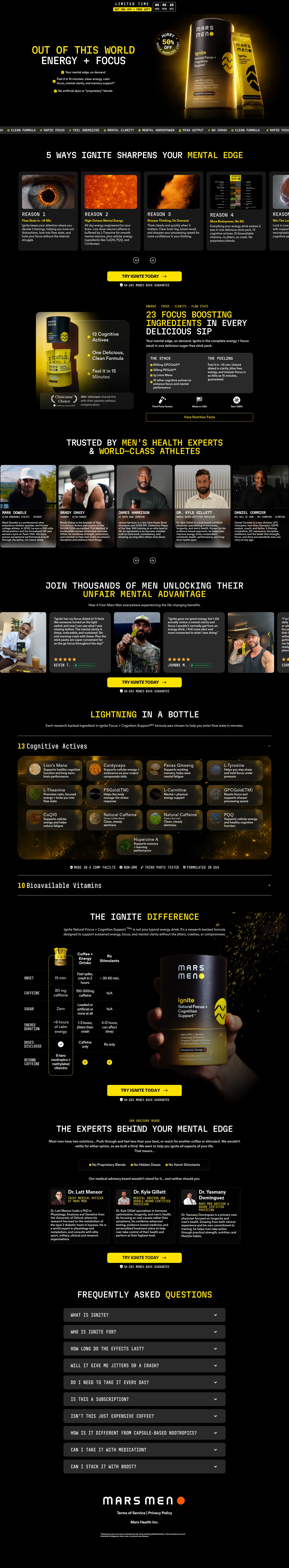 Mars Men landing page