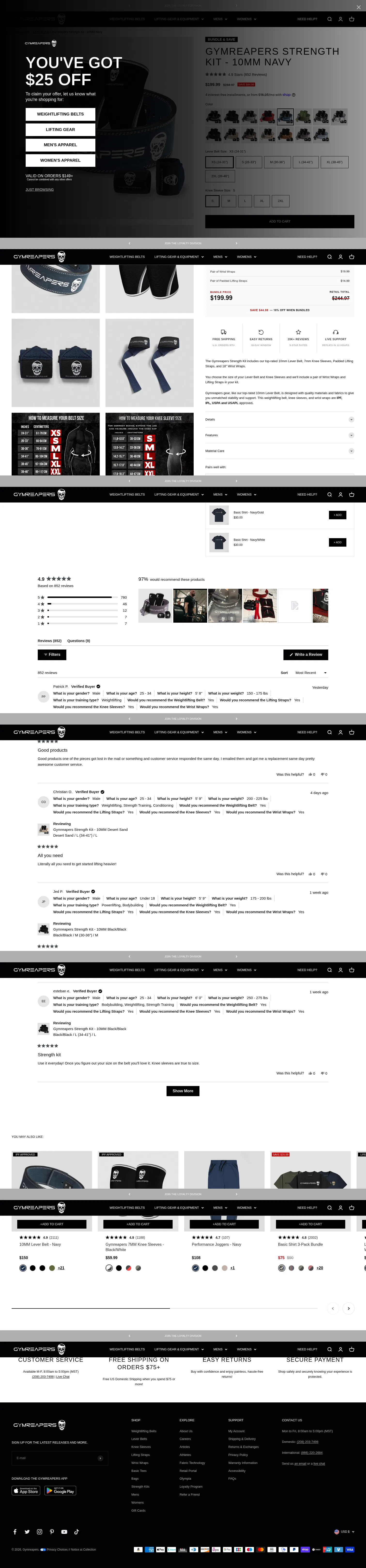 gymreapers.com/products/strength-kit-navy on desktop, full screenshot