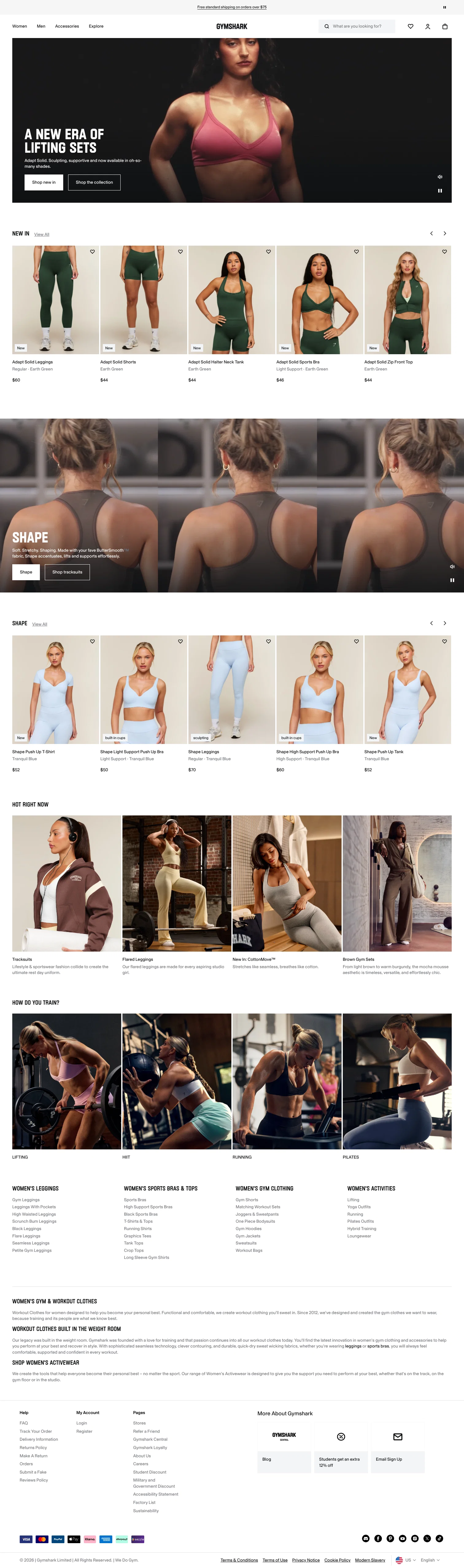 gymshark.com/pages/shop-women on desktop