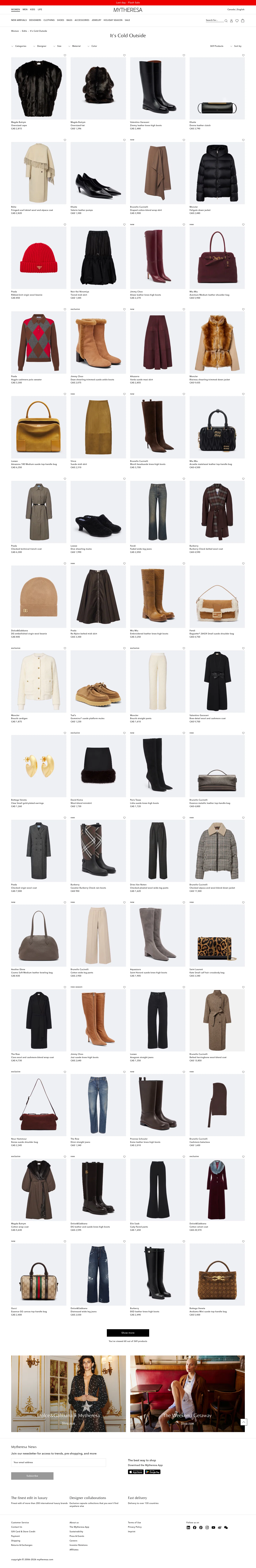 mytheresa.com/ca/en/women/edits/cold-weather-edit on desktop