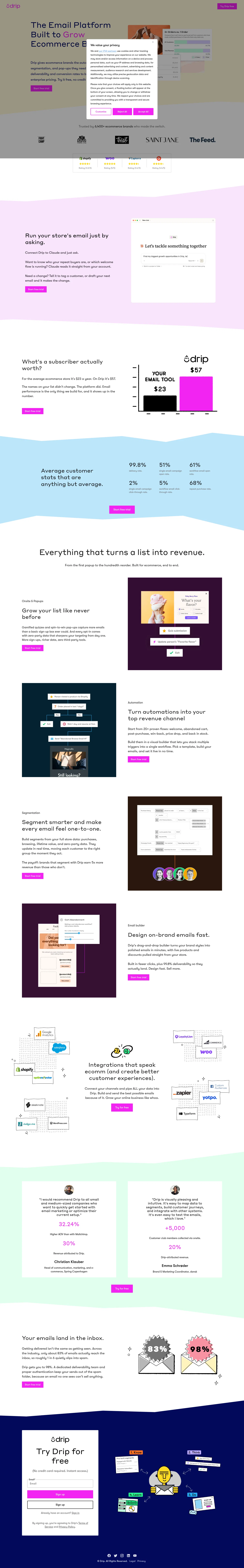 drip.com/drip-trial-v1 on desktop, full screenshot