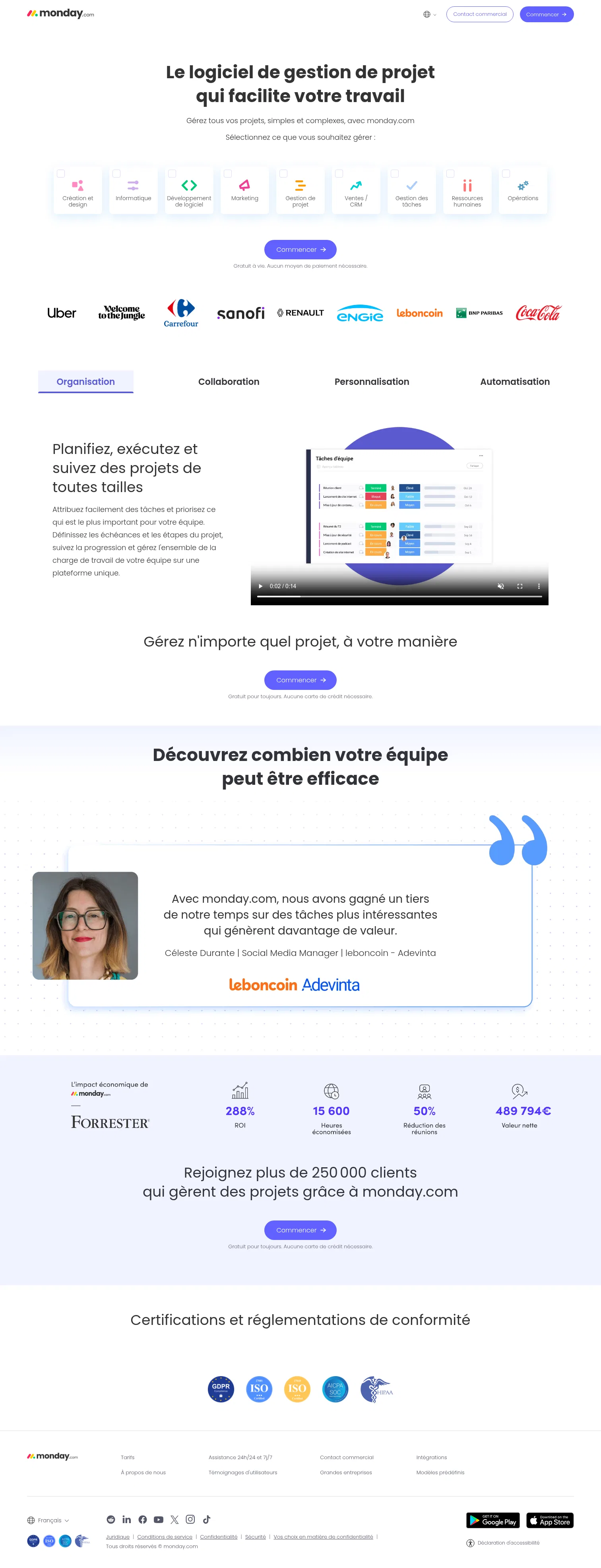 monday.com/lang/fr/lp/project-management on desktop, full screenshot