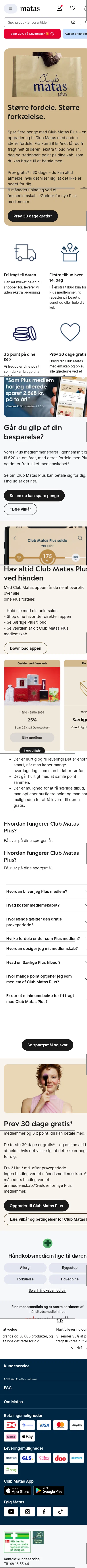 matas.dk/plus on mobile
