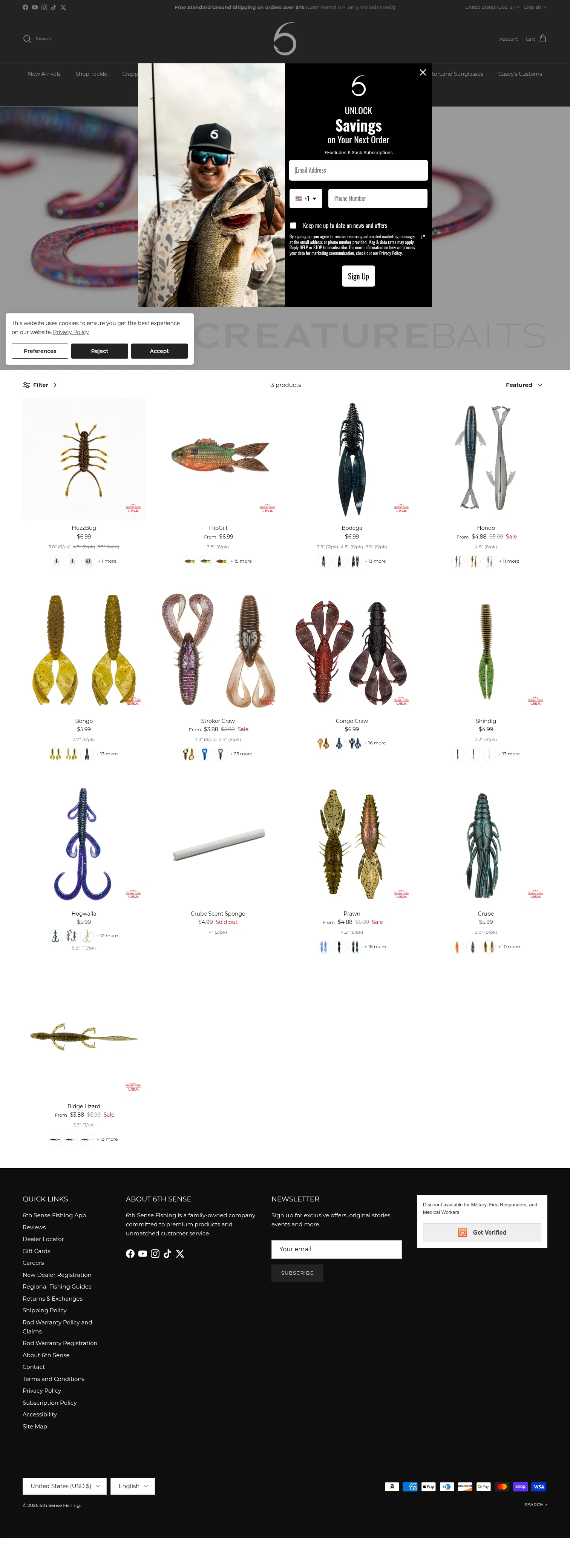 6th Sense Fishing landing page