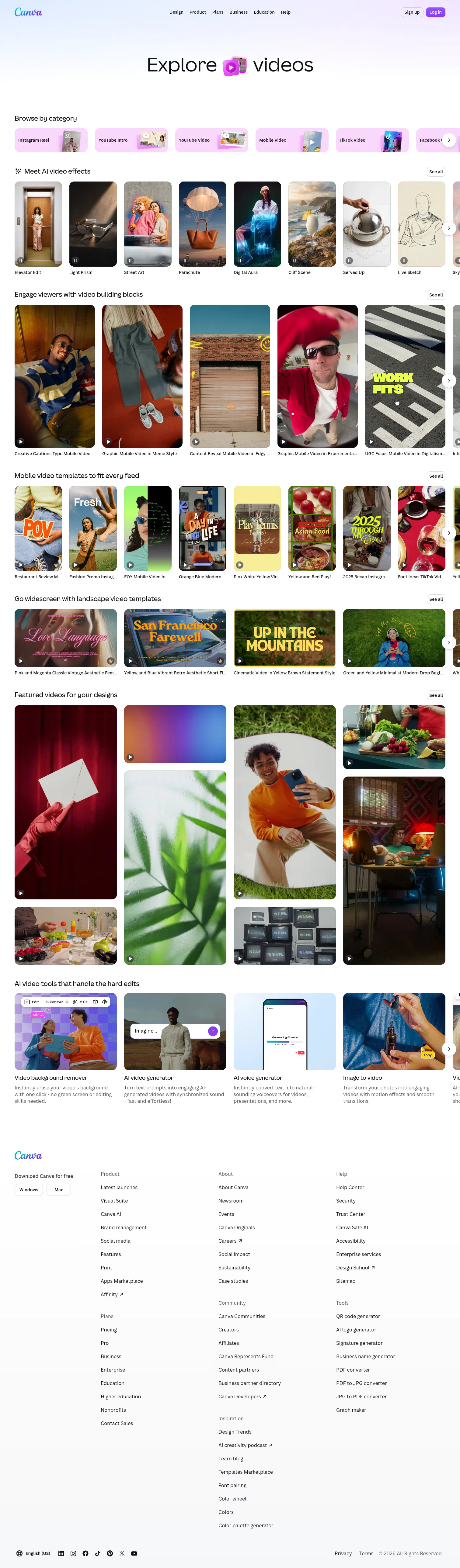 canva.com/videos on desktop, full screenshot