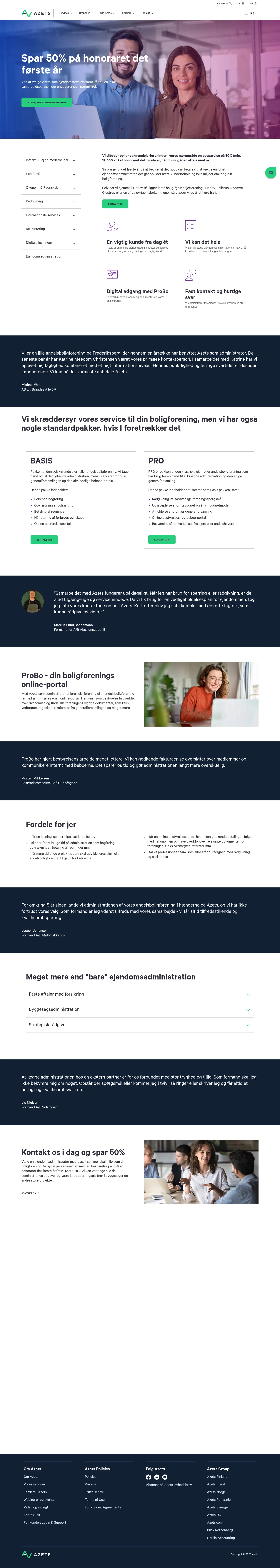 azets.com/da-dk/services/ejendomme/andelsboligforening-administration/lokal-spar-50-procent on desktop, full screenshot