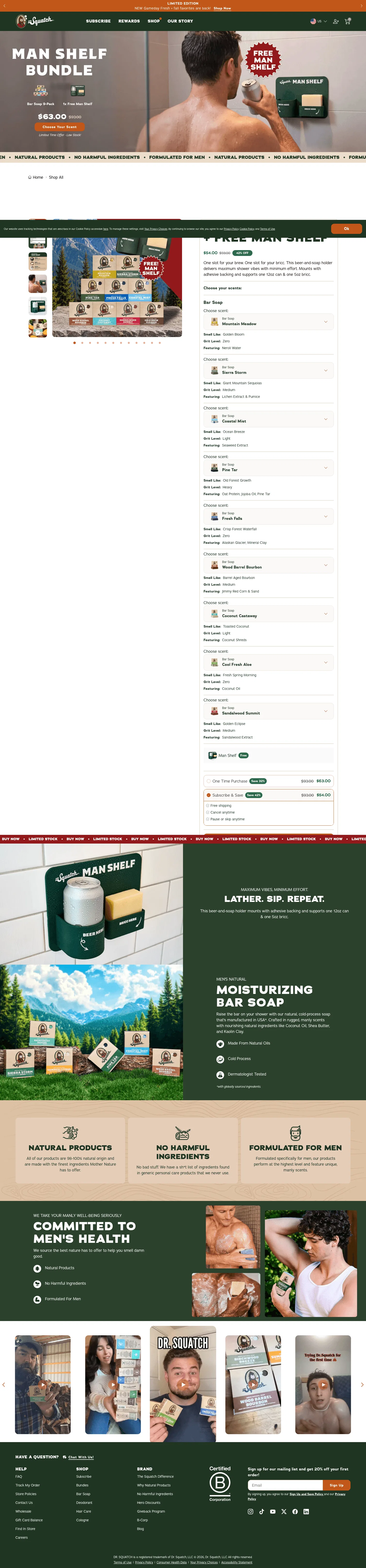 drsquatch.com/products/9-bar-soaps-free-man-shelf-047-nco on desktop, full screenshot