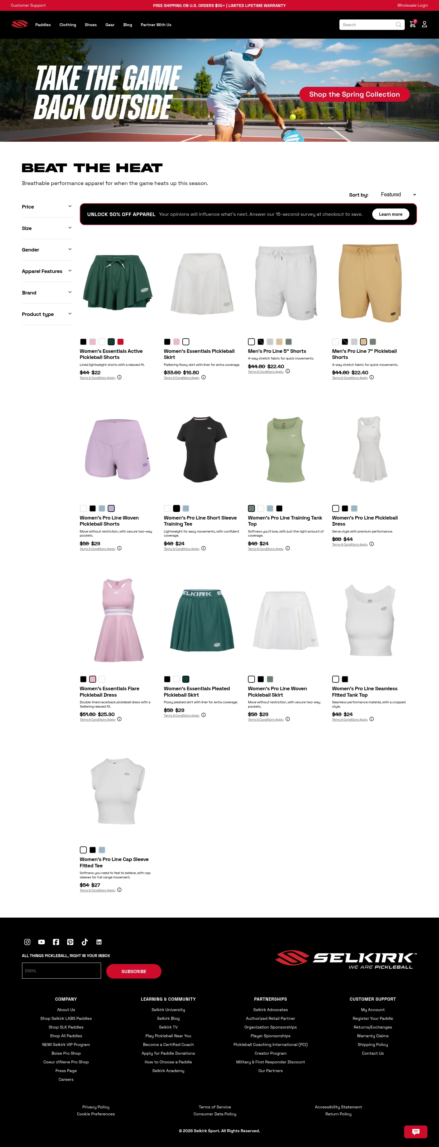 selkirk.com/collections/beat-the-heat on desktop
