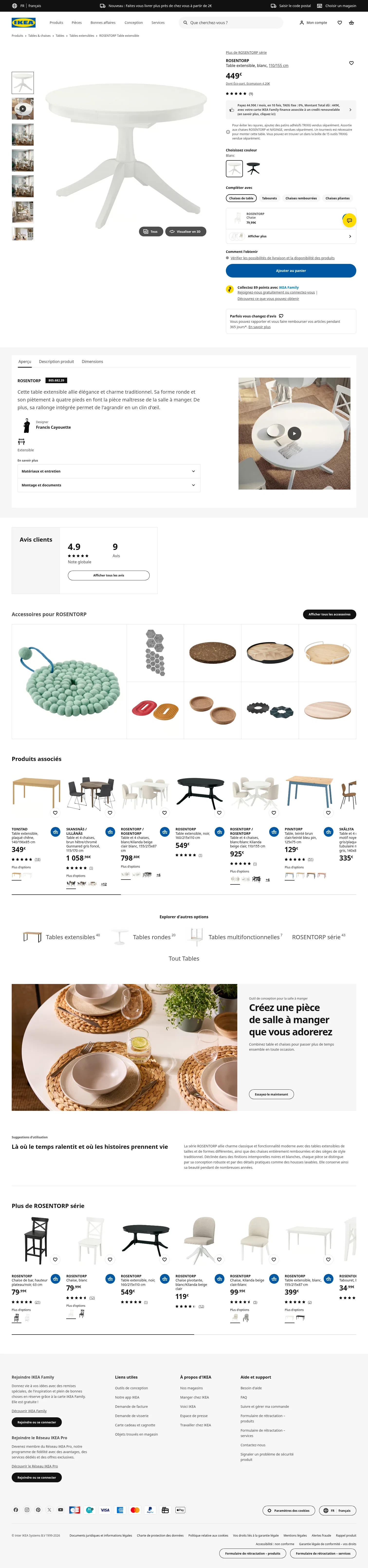 ikea.com/fr/fr/p/rosentorp-table-extensible-blanc-80568239 on desktop, full screenshot