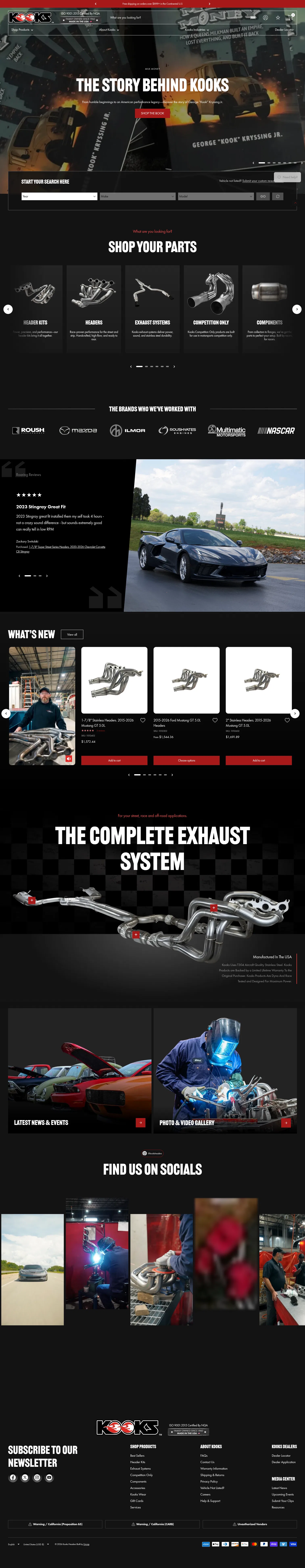 kooksheaders.com on desktop, full screenshot