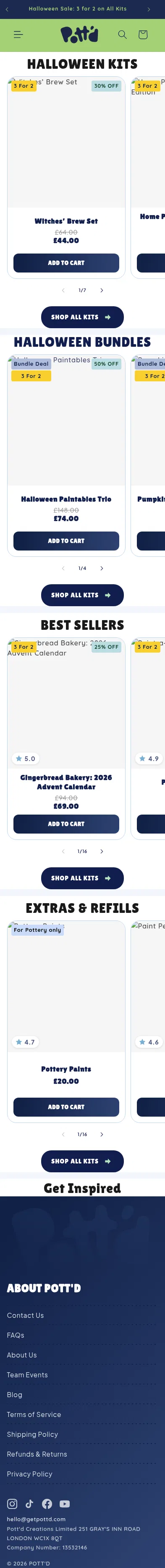 getpottd.co.uk/pages/halloween-deals on mobile, full screenshot