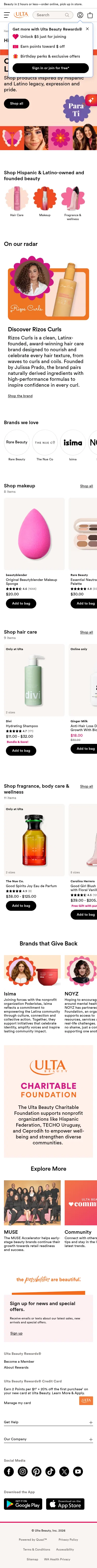 ulta.com/discover/beauty-without-limits/latino-hispanic-beauty on mobile, full screenshot