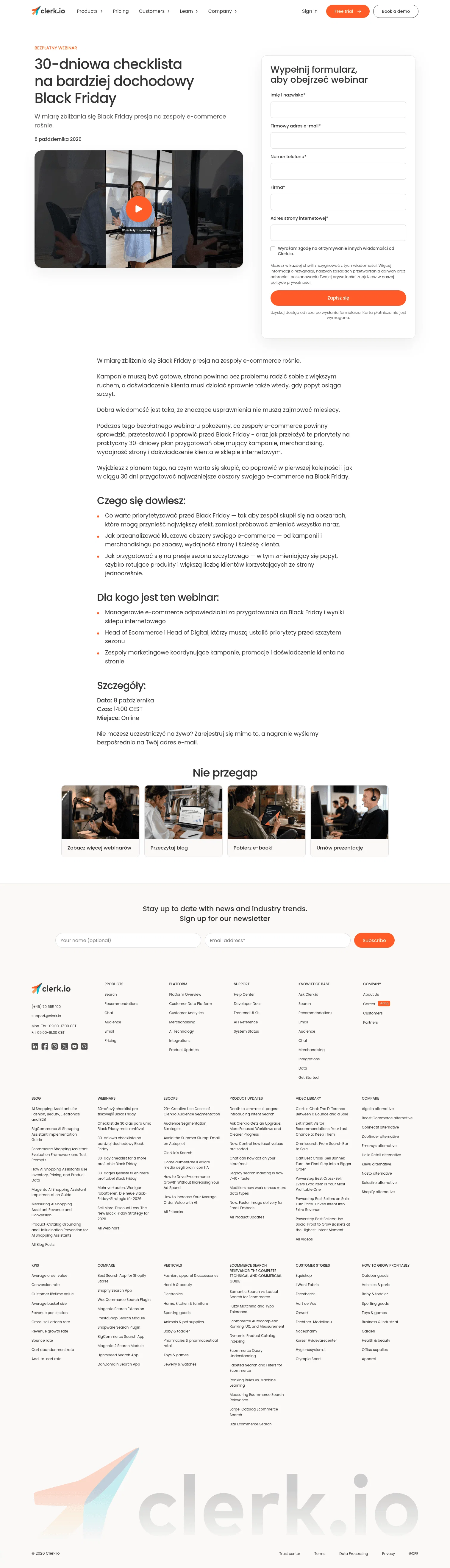 Clerk landing page