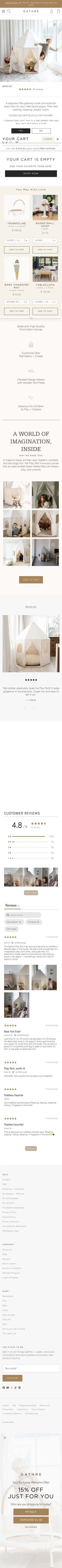 gathre.com/products/play-tent on mobile, full screenshot