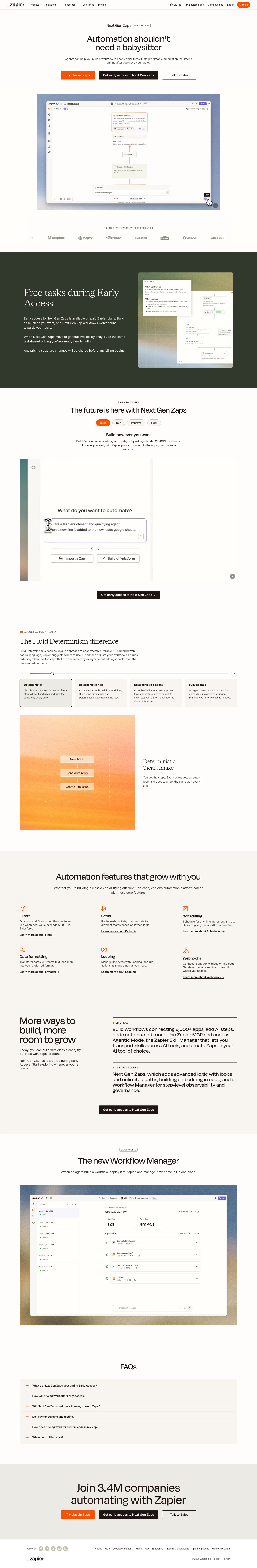 Zapier landing page
