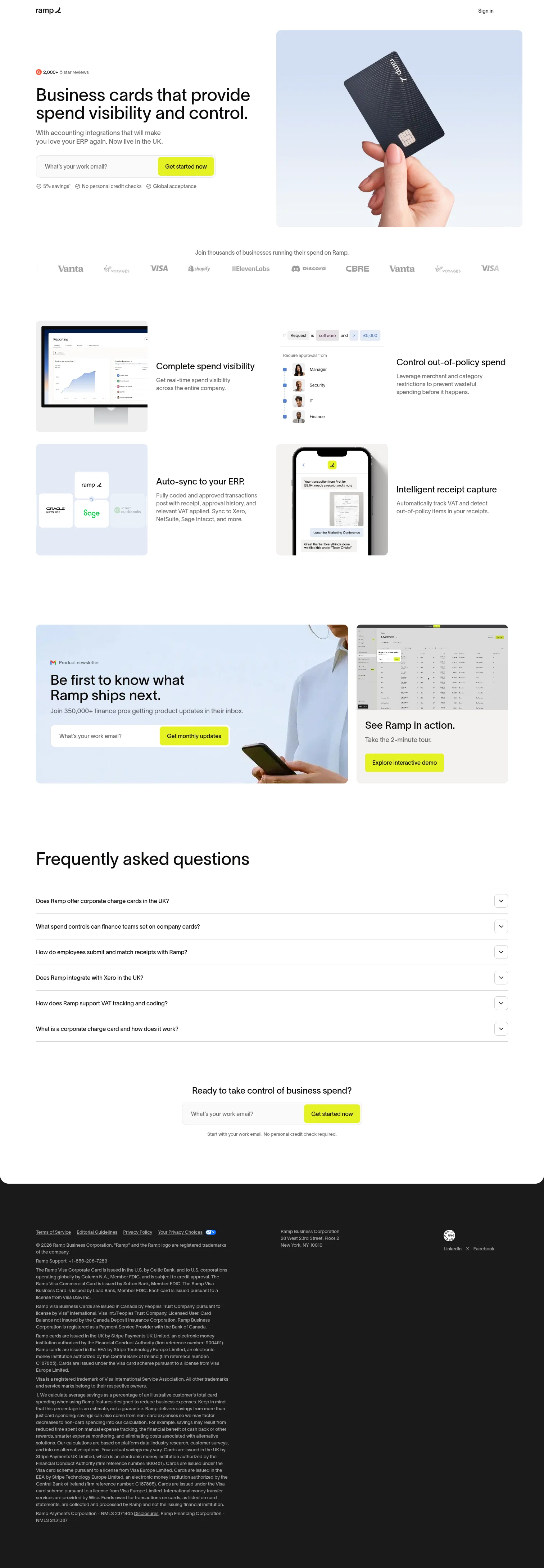 Ramp landing page