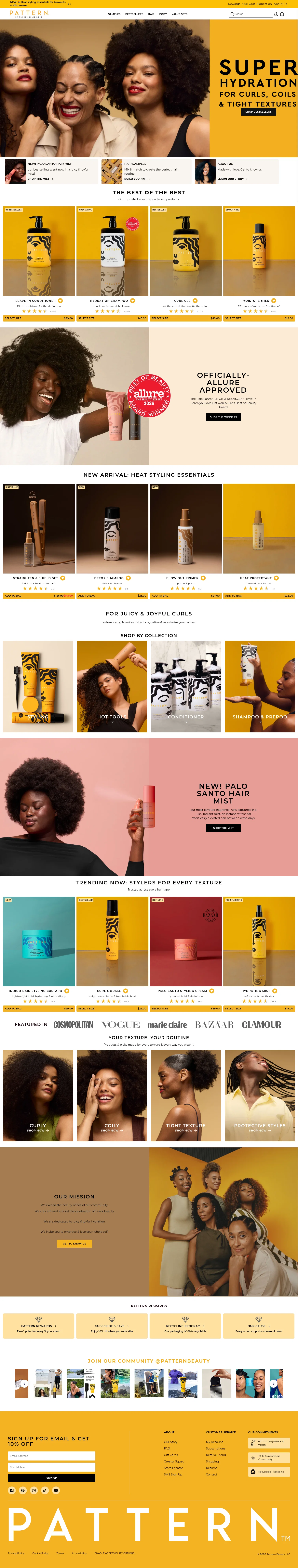 Pattern Beauty landing page